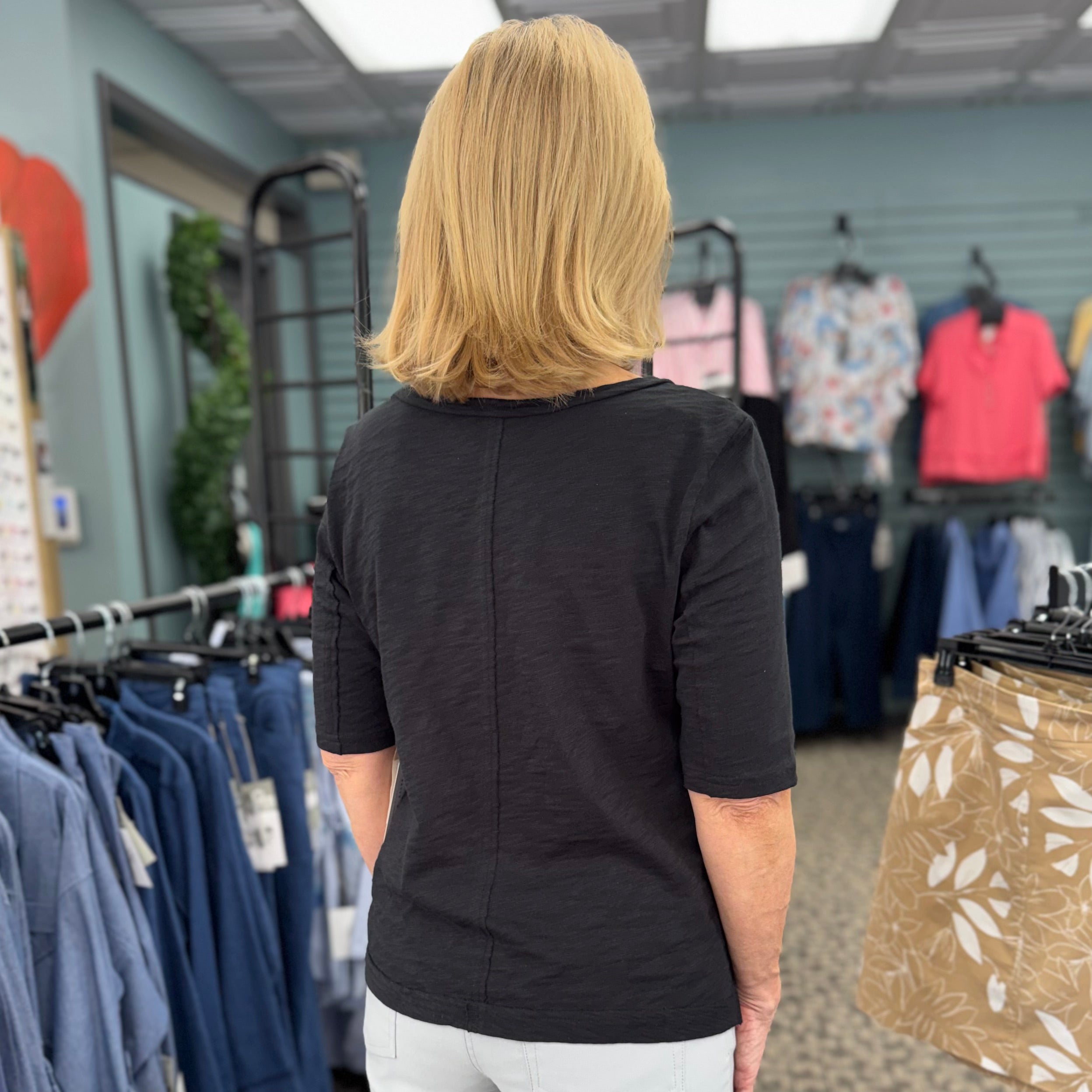 Cotton Slub Seamed Elbow Tee