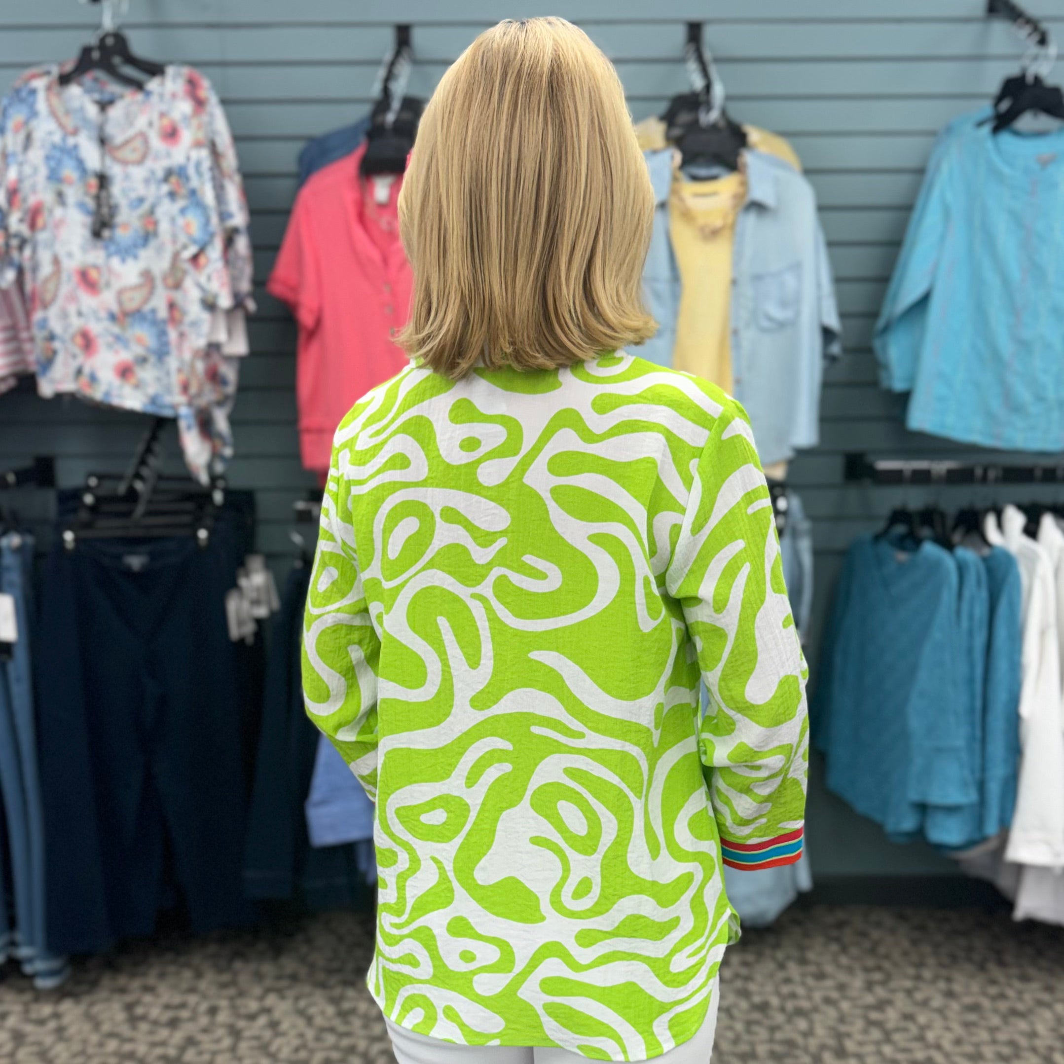 3/4 Sleeve Notch Neck Top