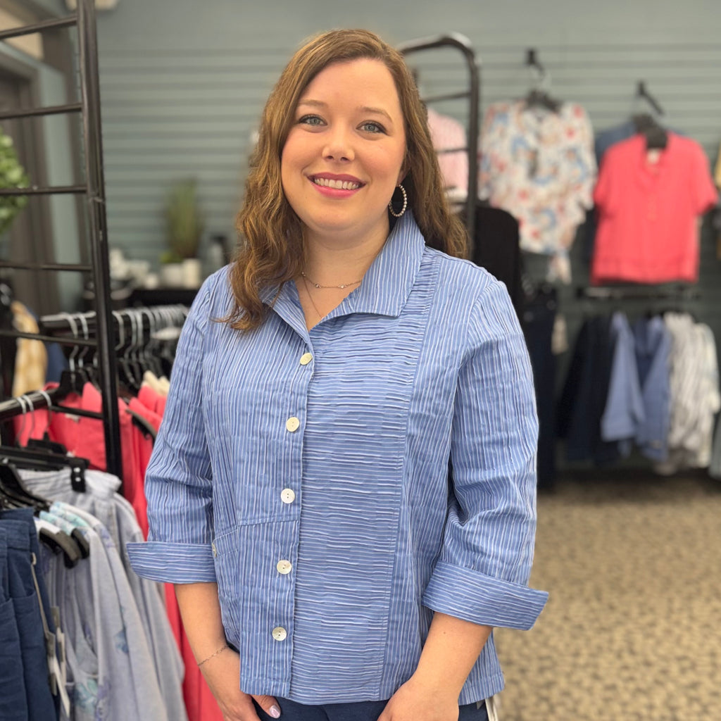Santorini Stripe Daphne Shirt