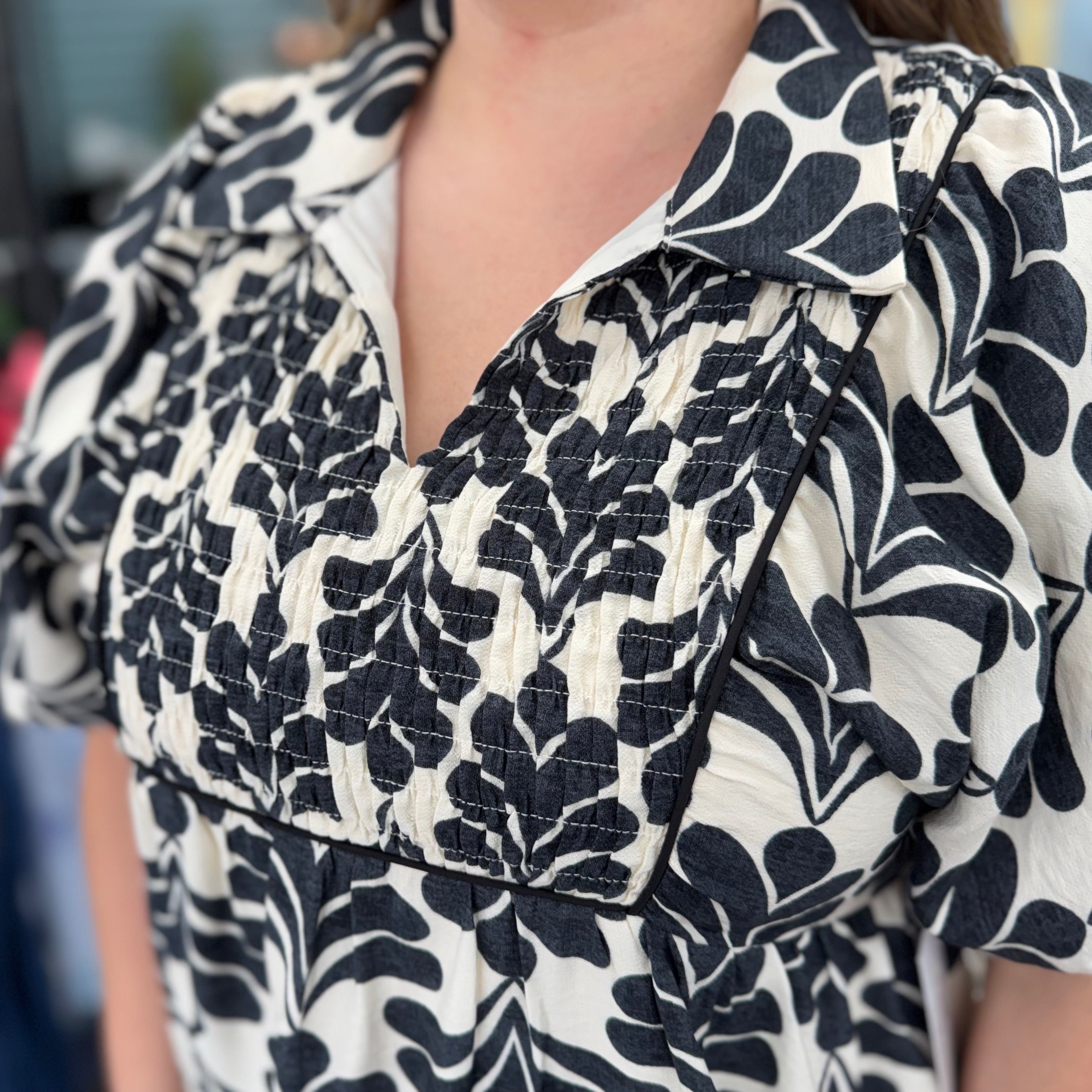 Boho Floral Smocked Midi Dress with Puff Sleeves &amp; Pockets