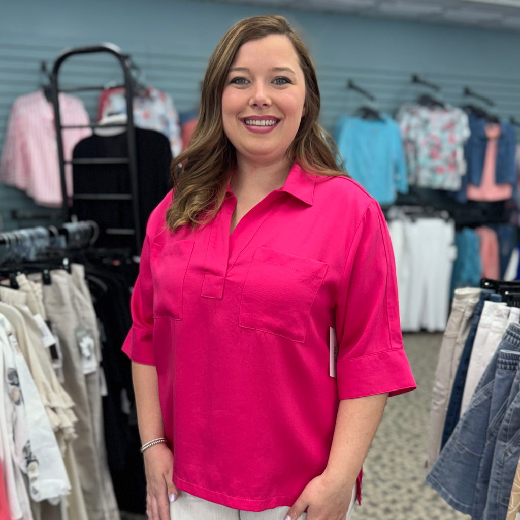 V-Neck Two Pocket Top