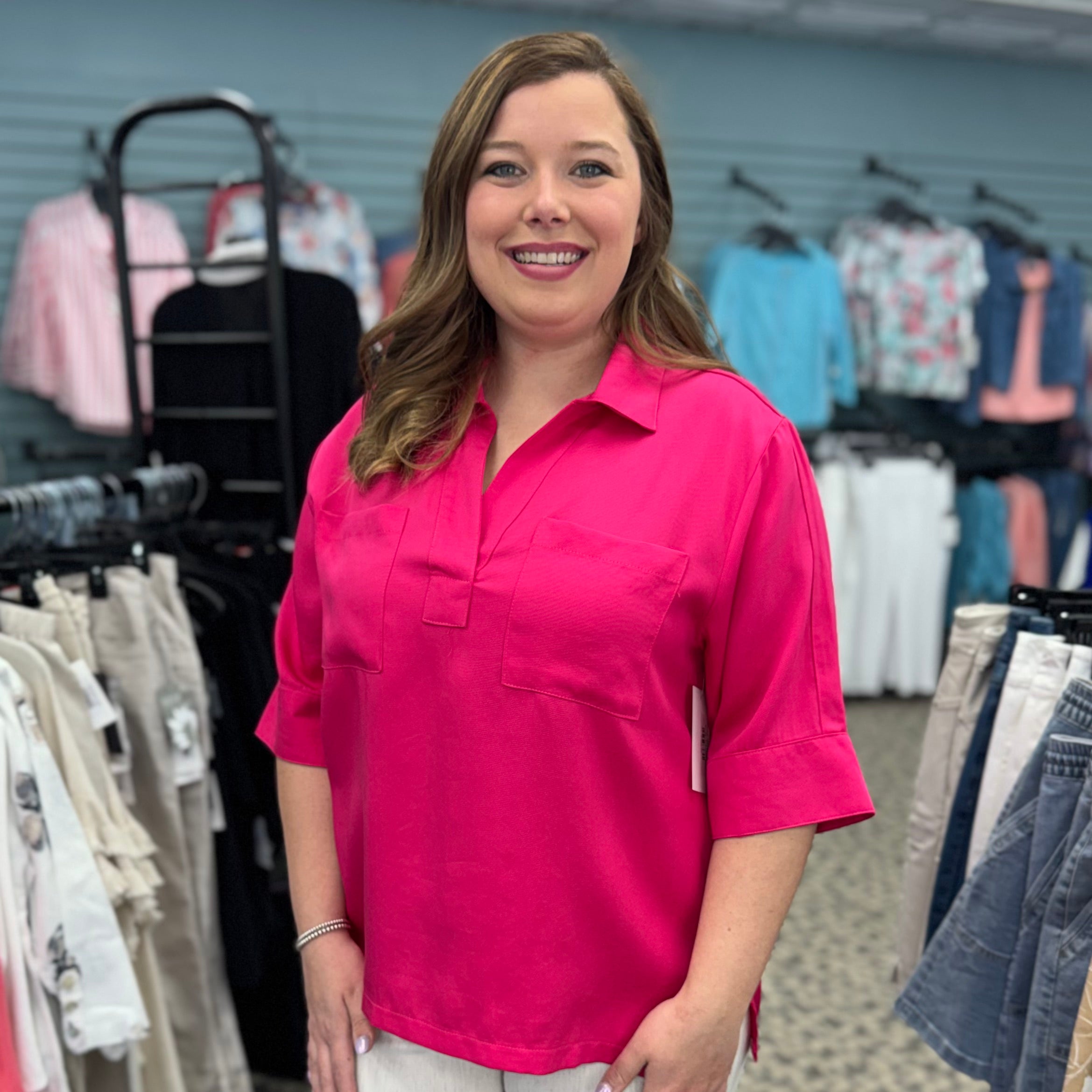 V-Neck Two Pocket Top
