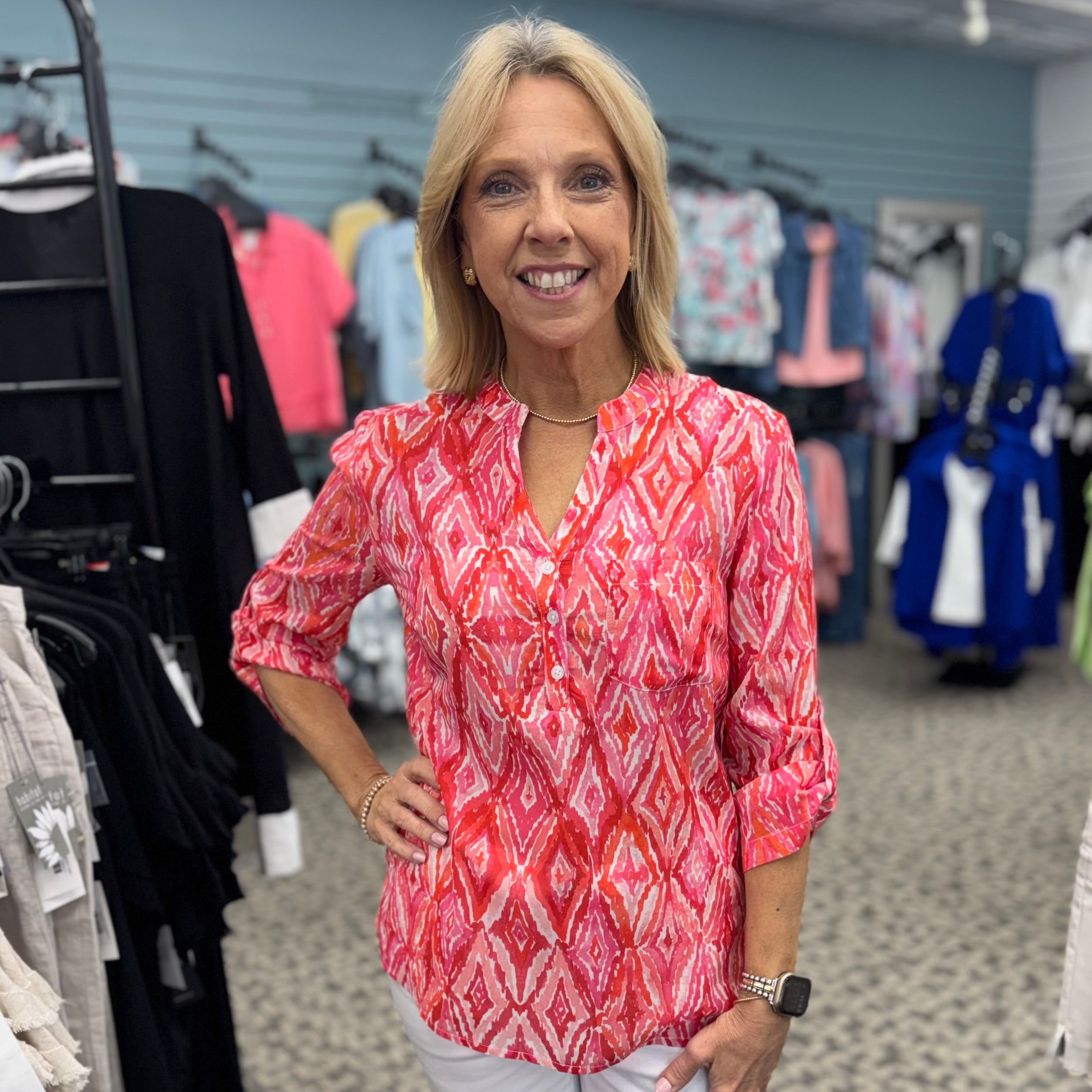 Geometric Print Blouse