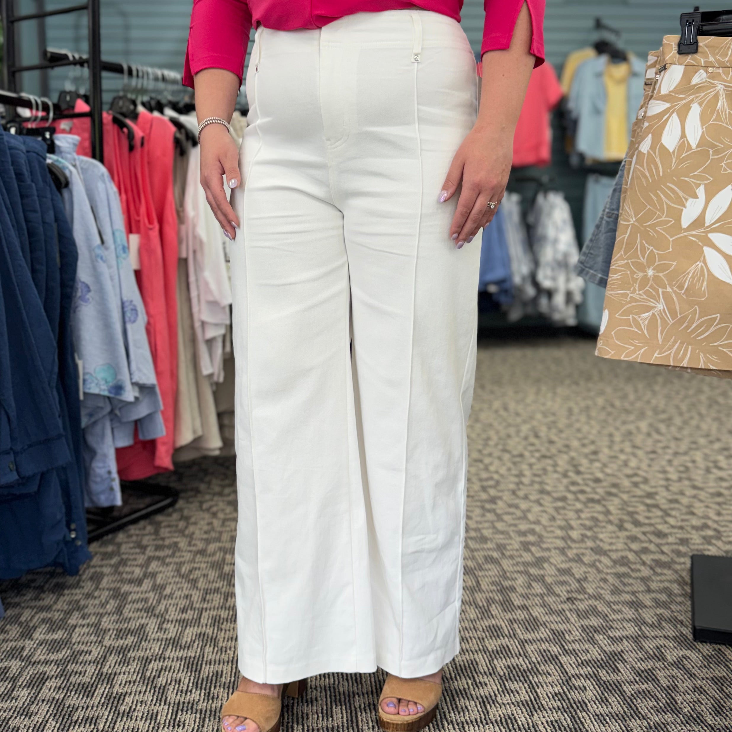 Solid High-Rise Wide Leg Pants