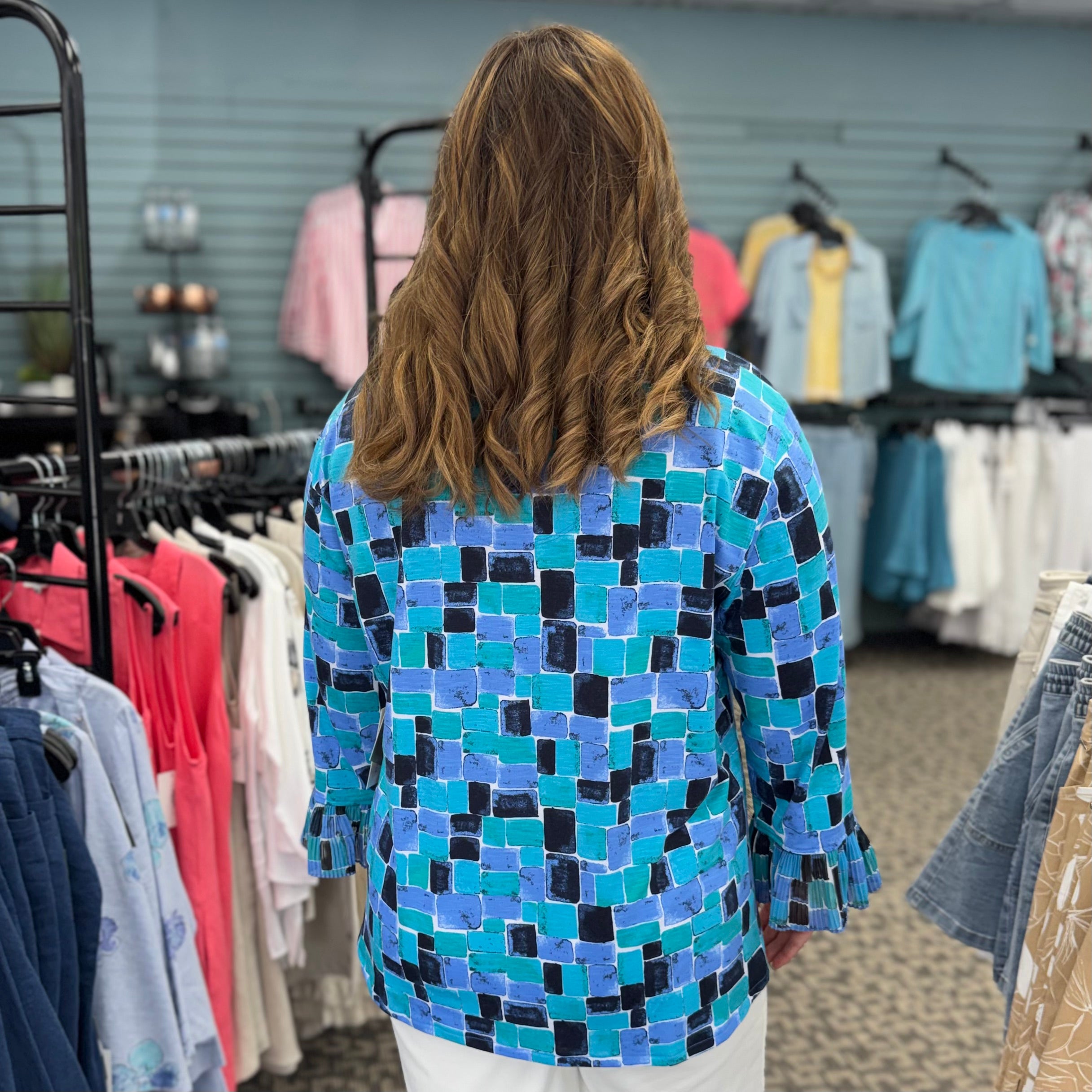 Printed Slub Jersey Knit Top