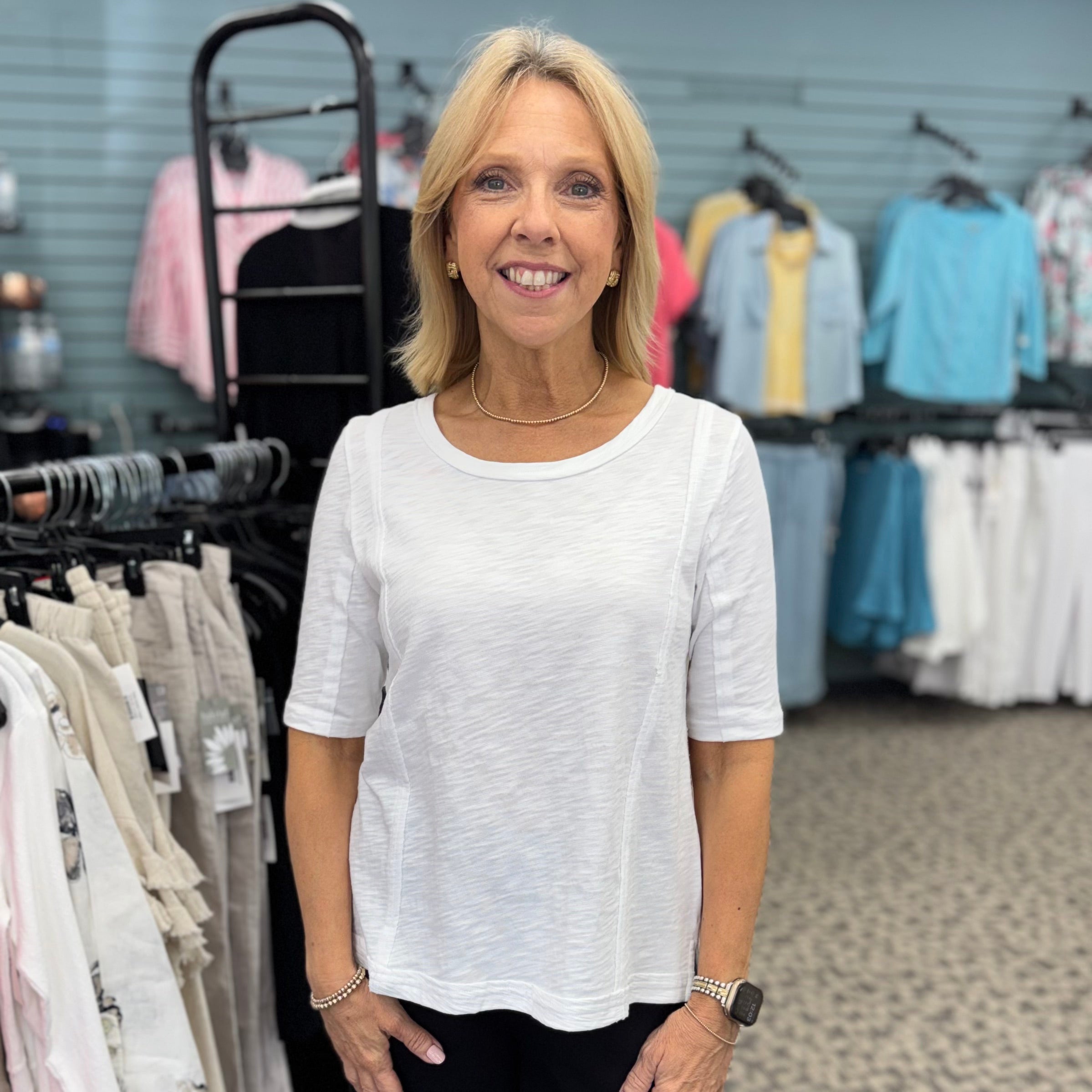 Cotton Slub Seamed Elbow Tee
