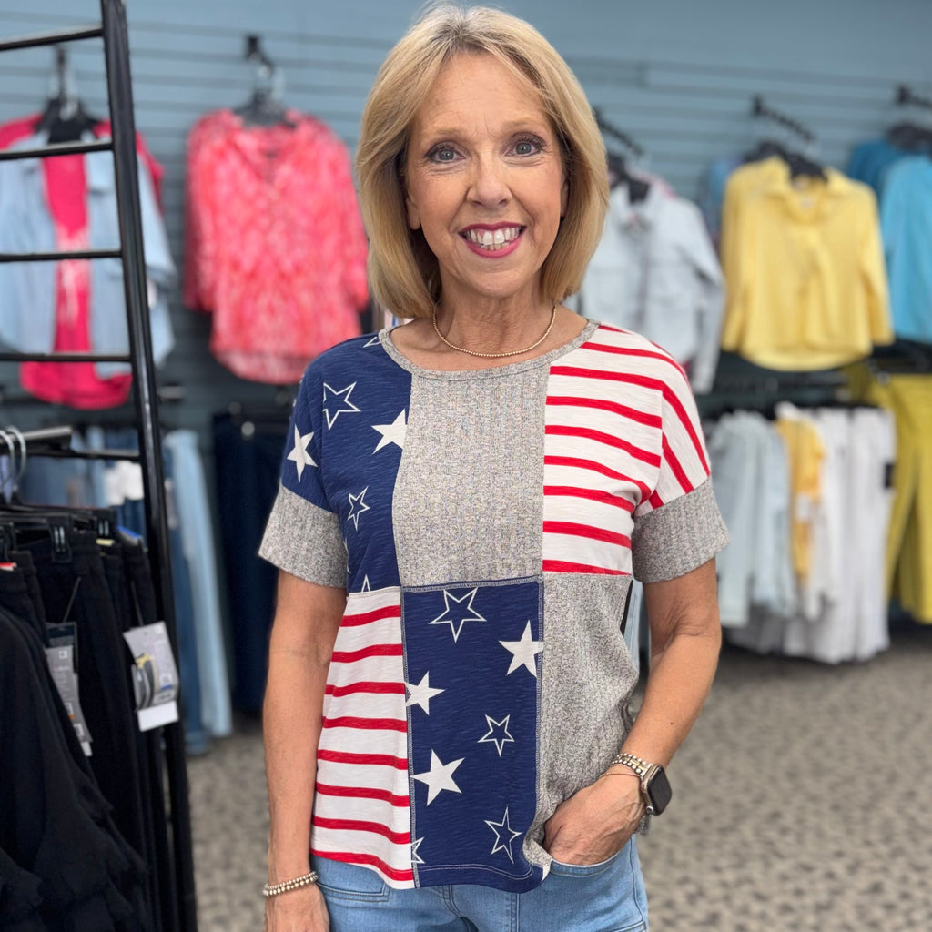 Harbor Lane Mixed Knit Top
