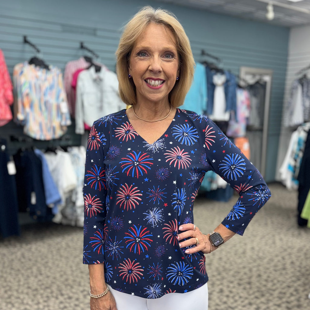 V-Neck 3/4 Sleeve Top