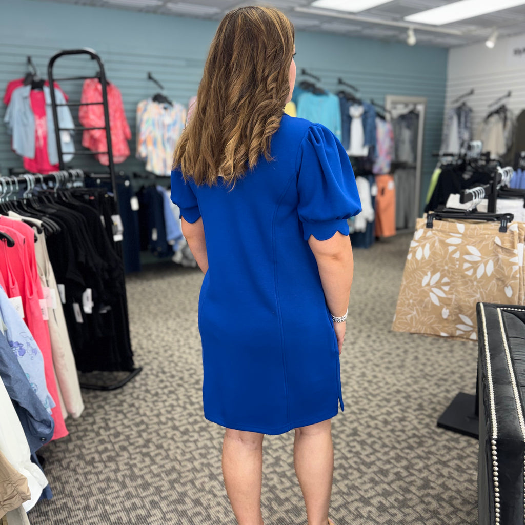 Half-Zip Puff Sleeve Mini Dress