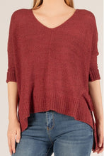 Load image into Gallery viewer, 3/4 Sleeve V-Neck Knit Sweater
