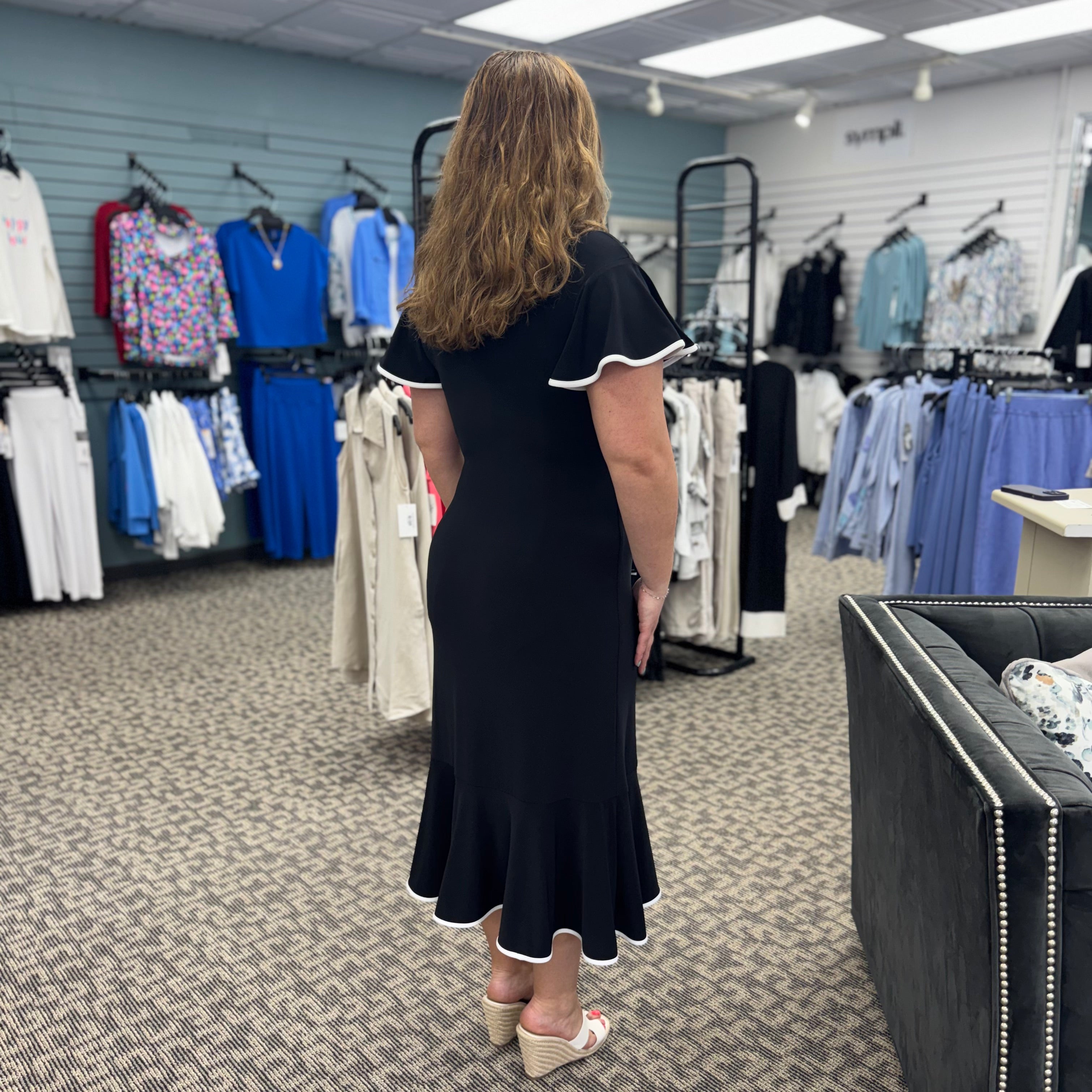 Silky Knit Wrap Dress with Contrast Trim