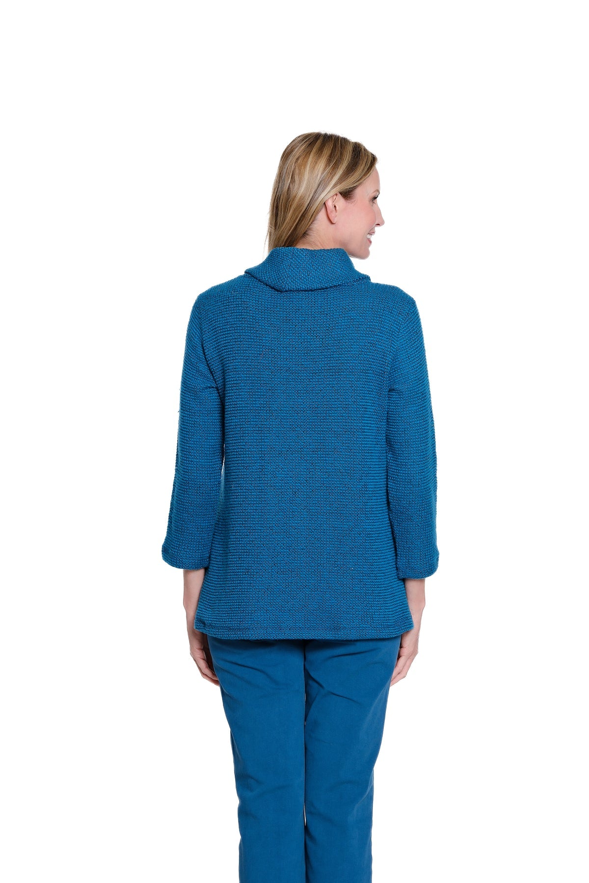 3/4 Sleeve Cowl Faux Button Top