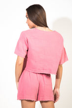 Load image into Gallery viewer, Rose Crinkle Soft Cotton Comfy Crop Top and Shorts Set
