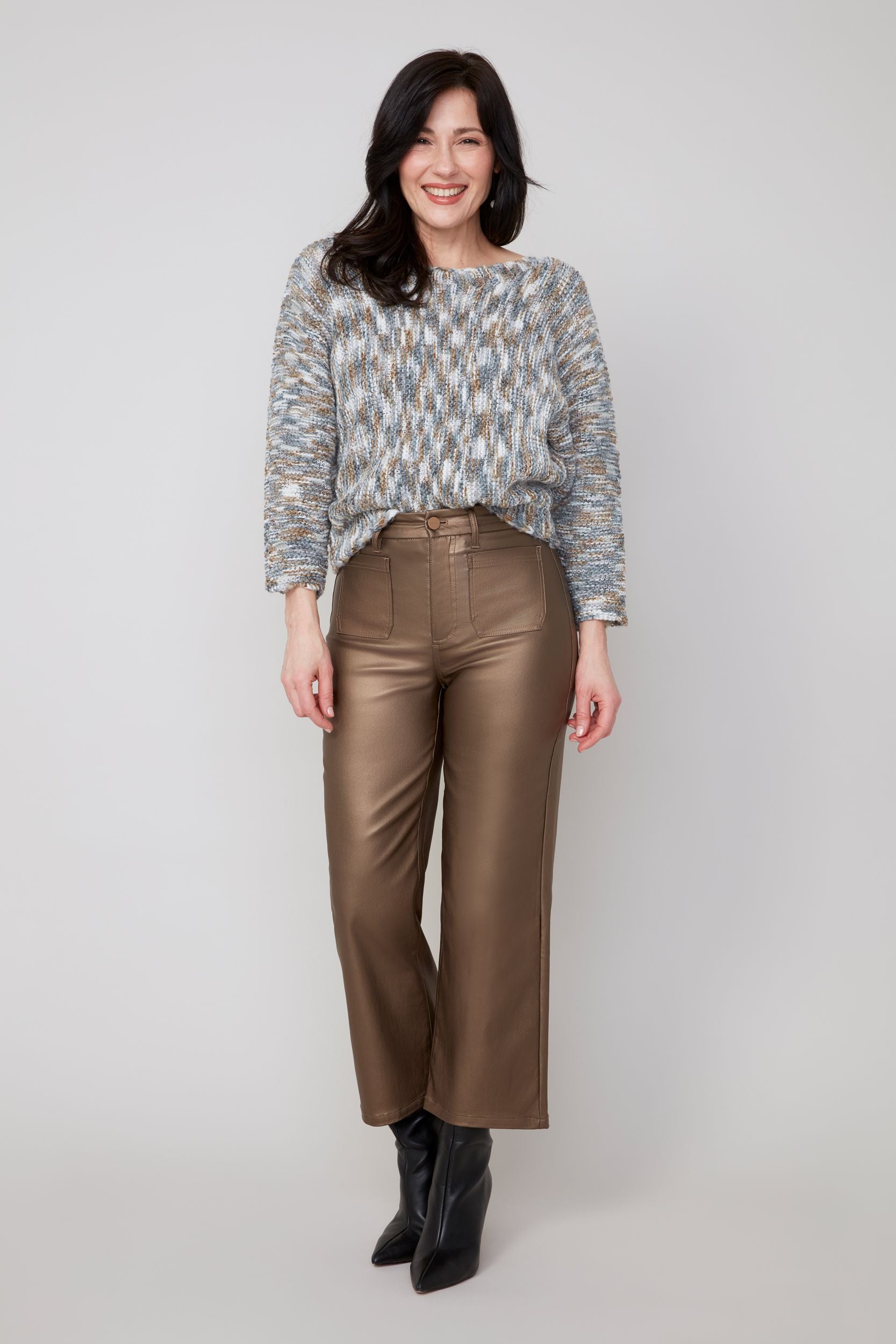 R11037 Cropped Wide Leg Pant