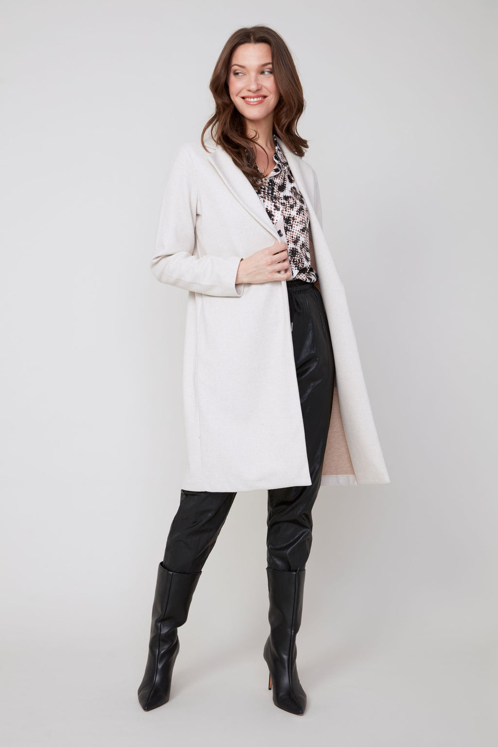 R3865 Brushed Knit Long Jacket