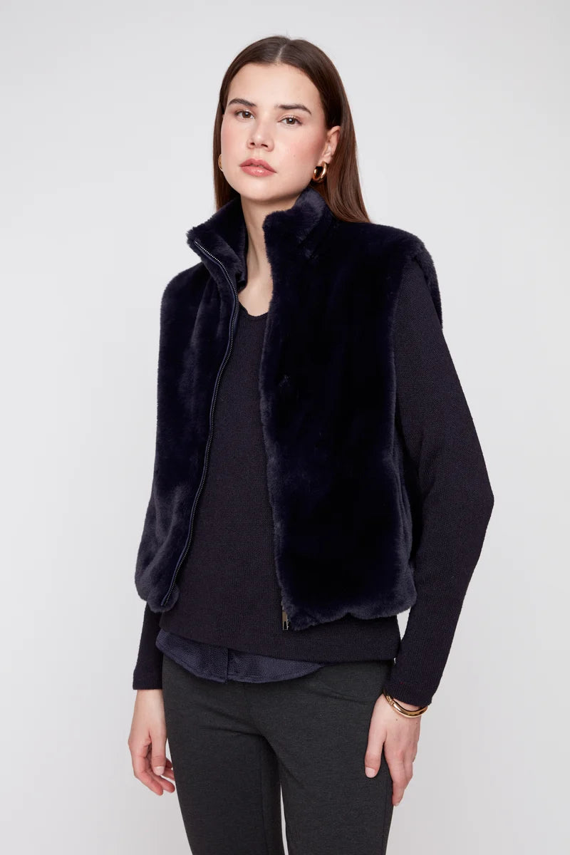 Solid Faux Fur Short Vest
