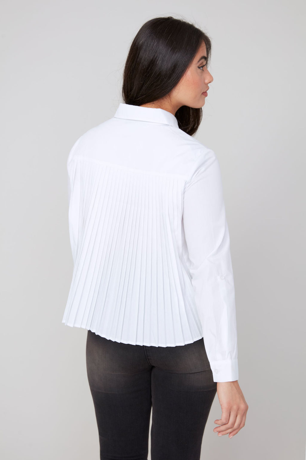Pleated Back Blouse with Neck Tie