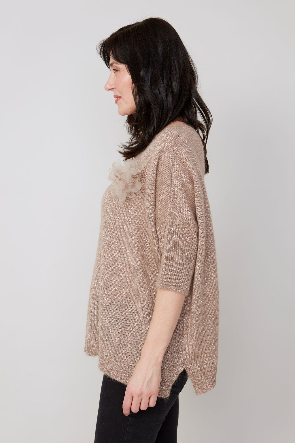 Sweater with Flower Applique