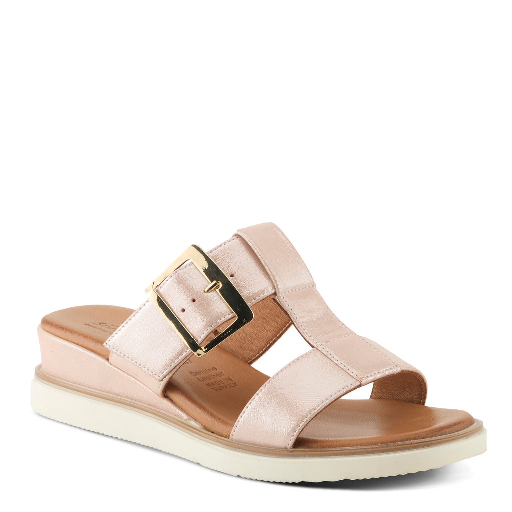 Spring Step Seaport Leather Wedge Sandal with Buckle Detail