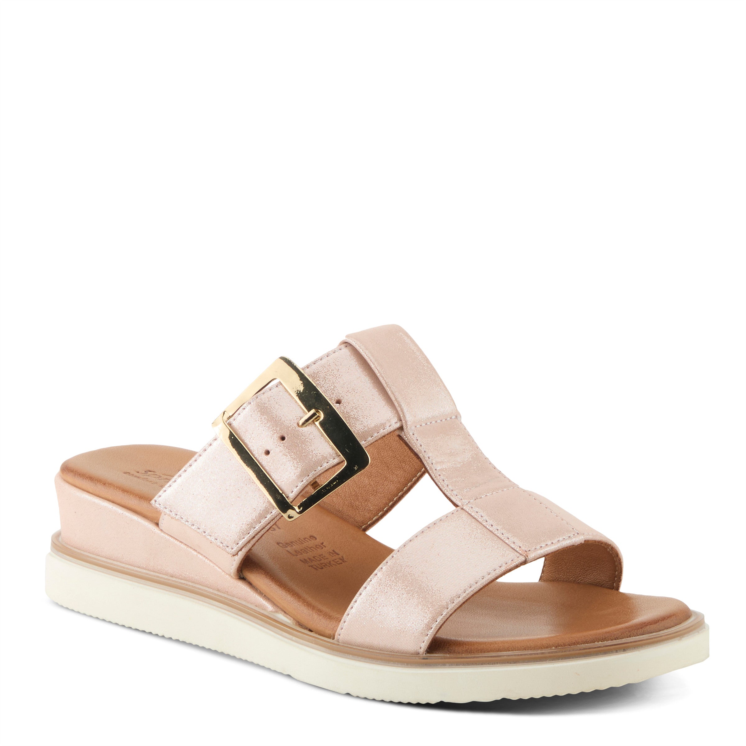 Spring Step Seaport Leather Wedge Sandal with Buckle Detail