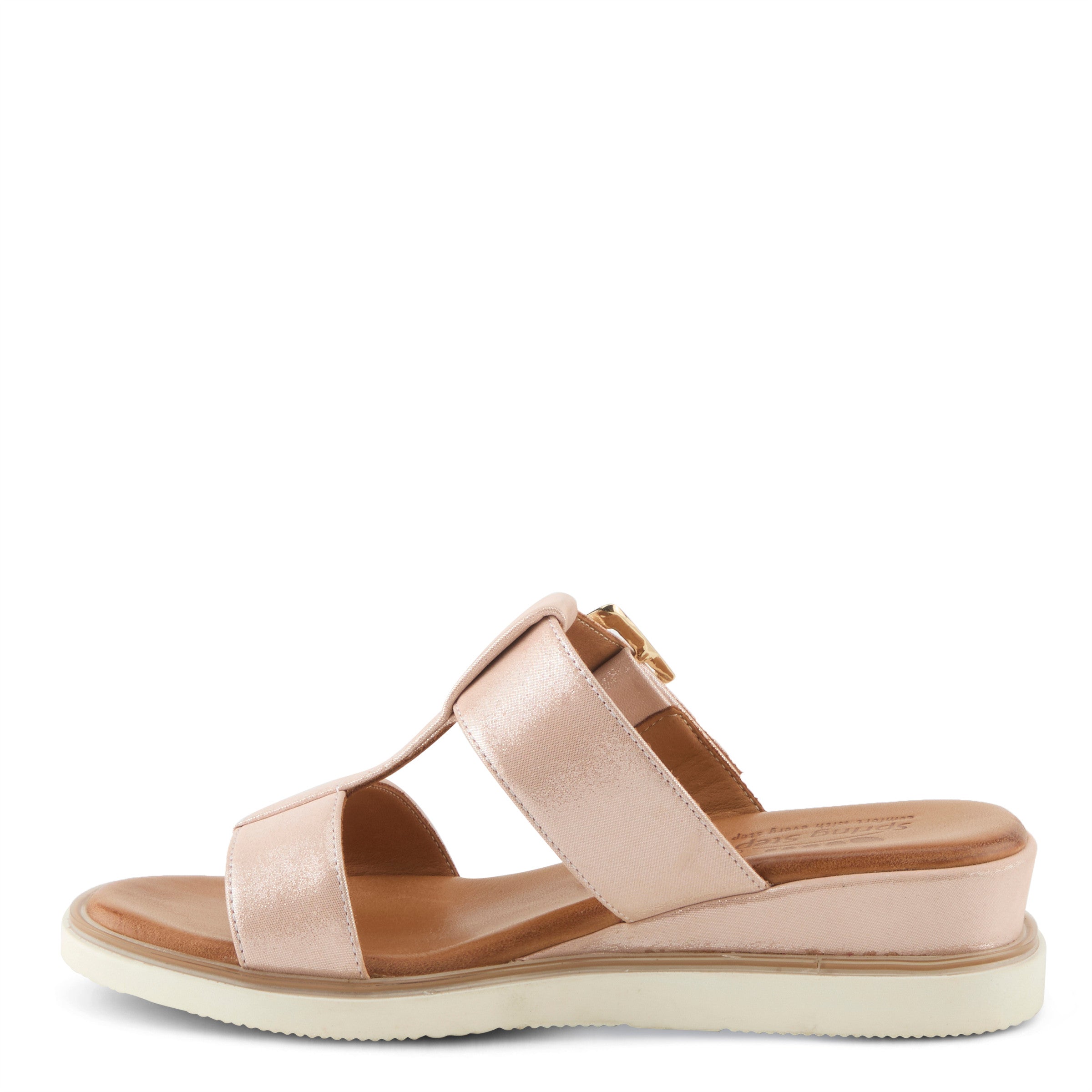 Spring Step Seaport Leather Wedge Sandal with Buckle Detail