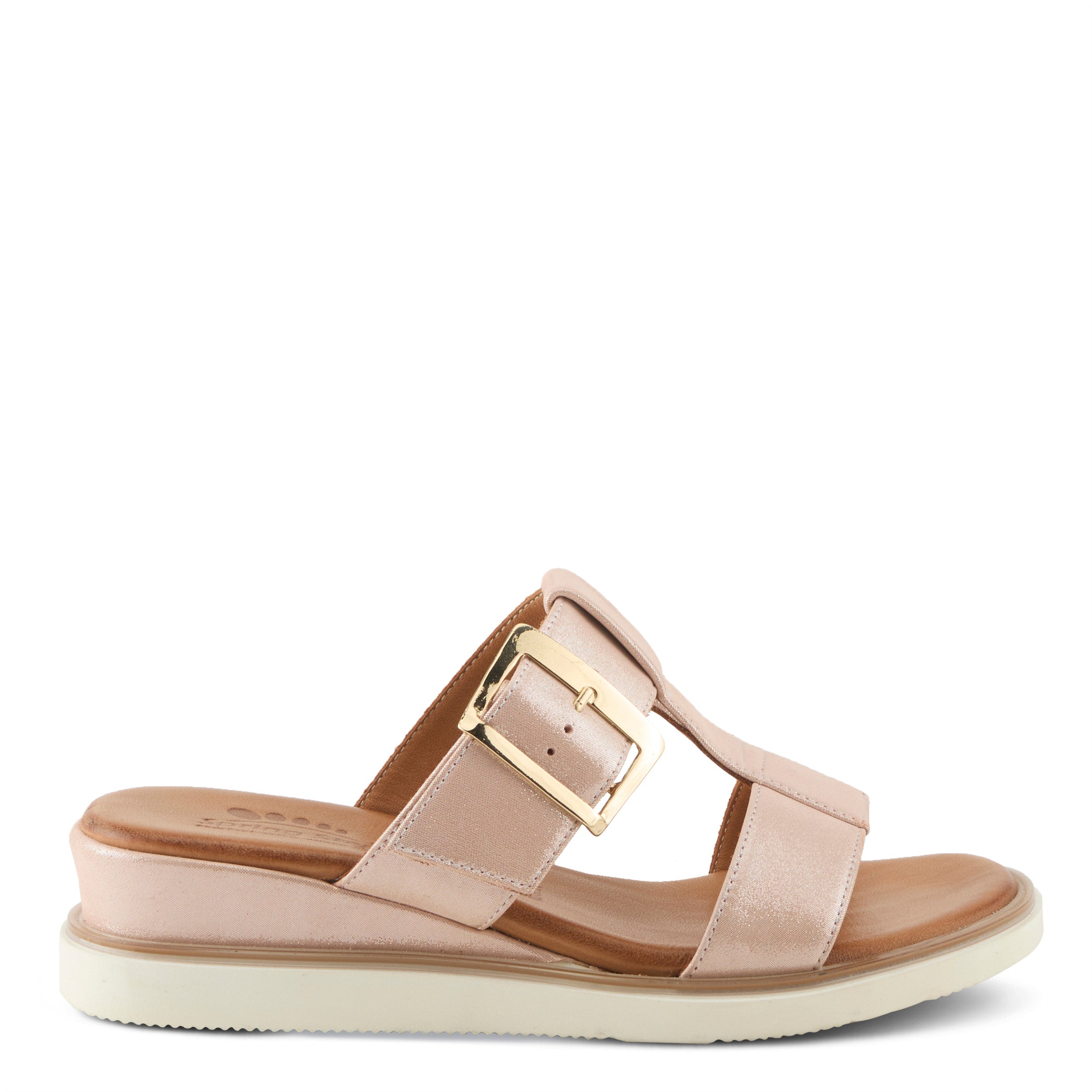 Spring Step Seaport Leather Wedge Sandal with Buckle Detail
