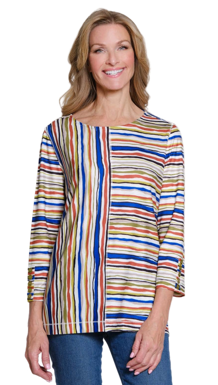 M35204TM 3/4 Sleeve Multi Panel Top