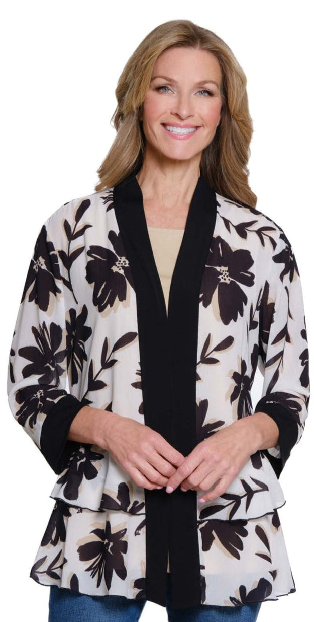 M35302JM 3/4 Sleeve Peplum Jacket