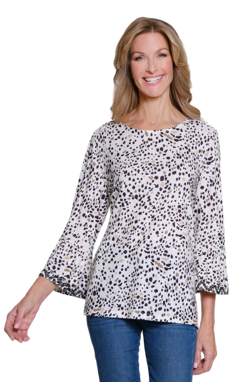 M35307TM Flounce Sleeve Crew Neck Top