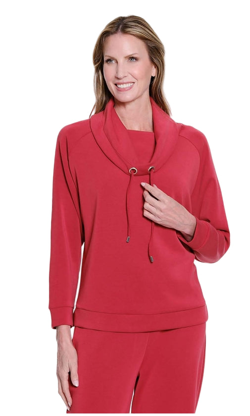 M45704TM Raglan Drawstring Cowl Collar Top