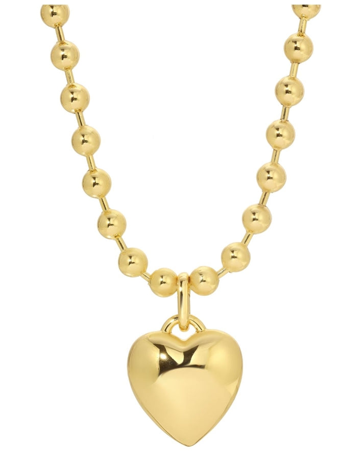 Beaded Chain with Large Heart Pendant