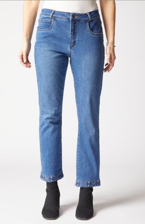 11462 Stretch Slim Ankle Embroidered Jean