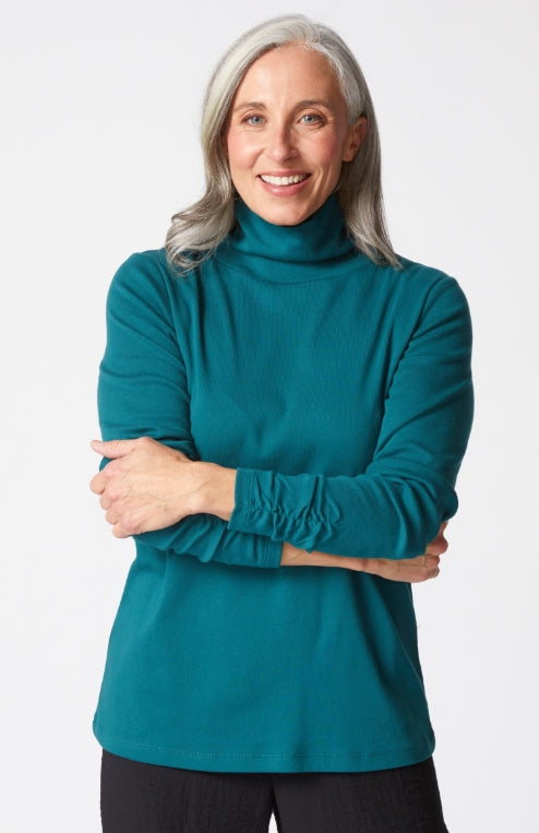 16412 Cozy Ribbed Ruched Turtleneck