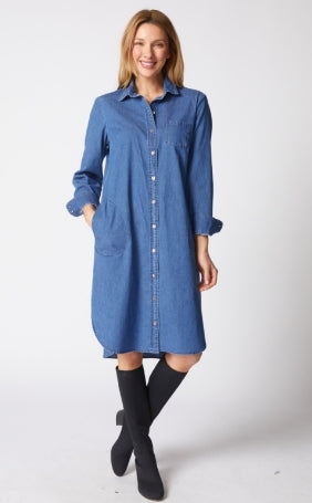 15287 Perfect Travel Denim Cafe Midi Dress