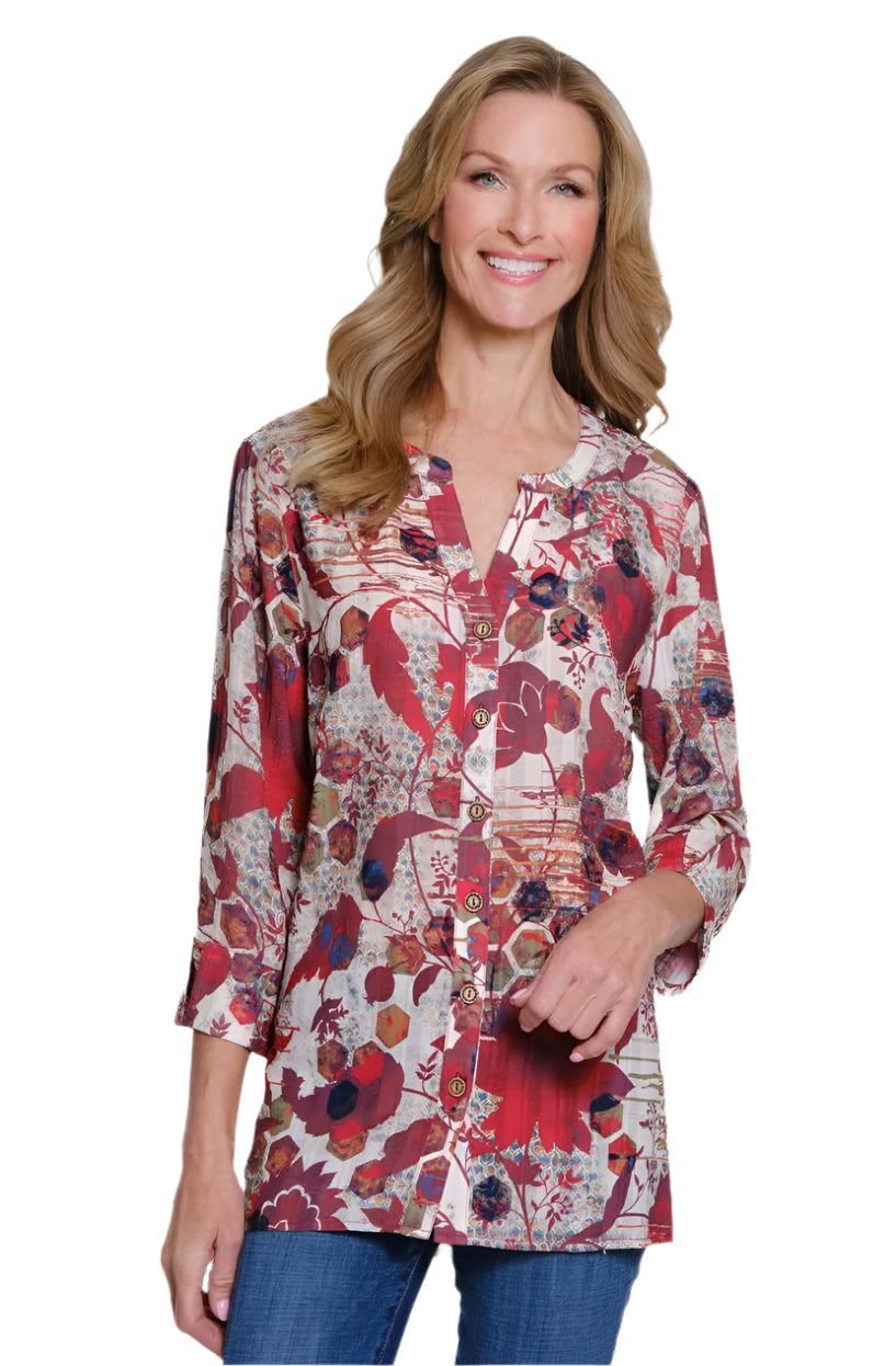 M35512BM 3/4 Sleeve Hi Lo Top