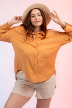 Load image into Gallery viewer, Camel Plus Size Woven Button Down Pocket Shirt
