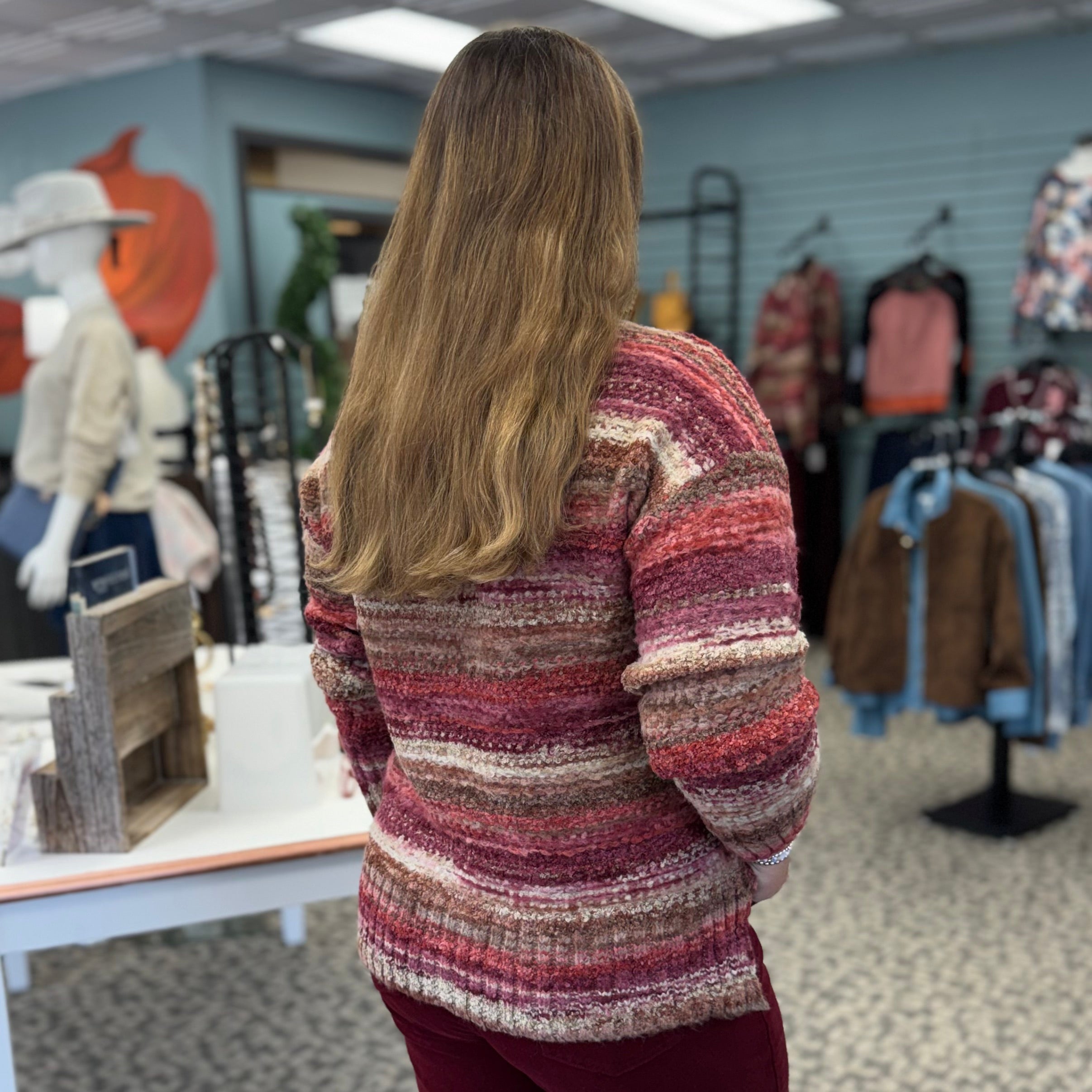 Long Sleeve Drop Shoulder Mock Neck High-Low Sweater