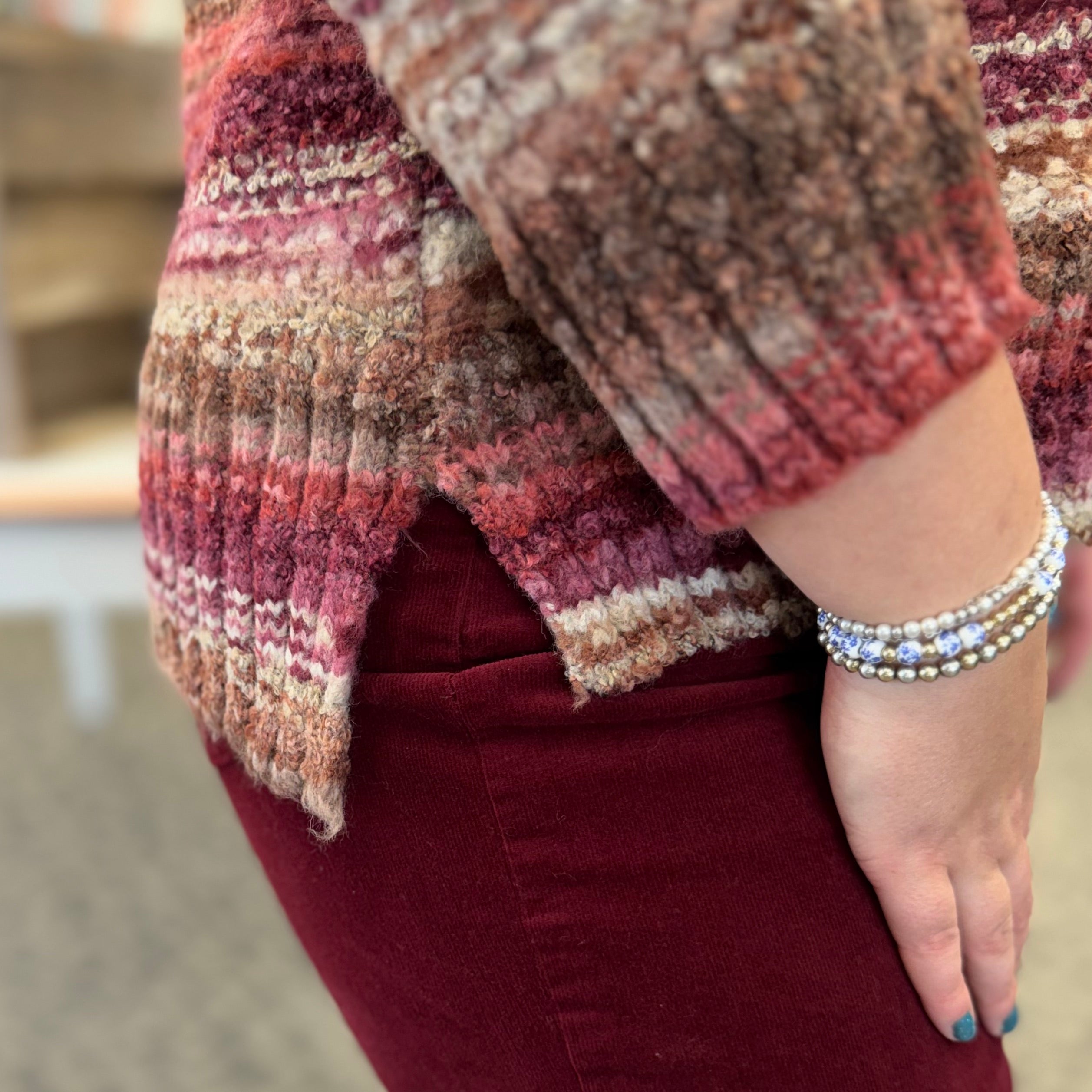 Long Sleeve Drop Shoulder Mock Neck High-Low Sweater