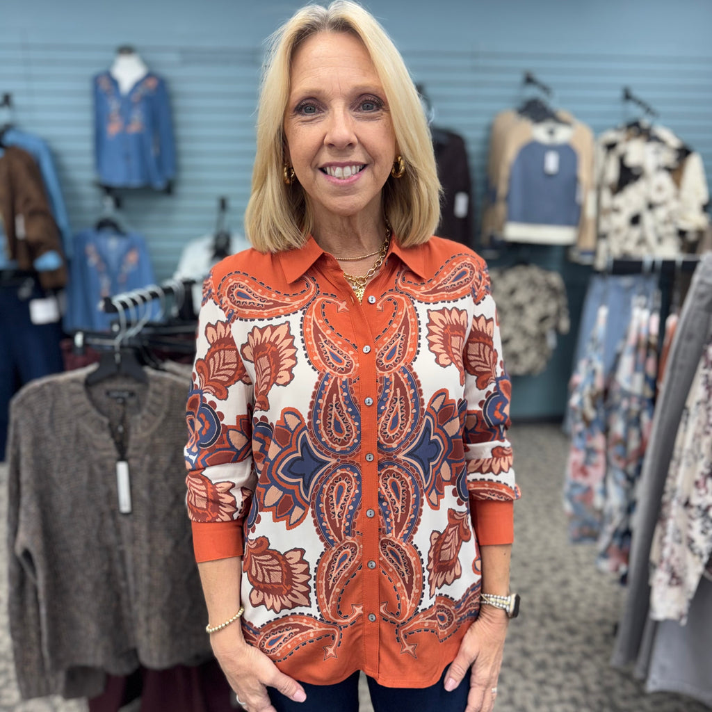 Placement Print Button-Up Shirt