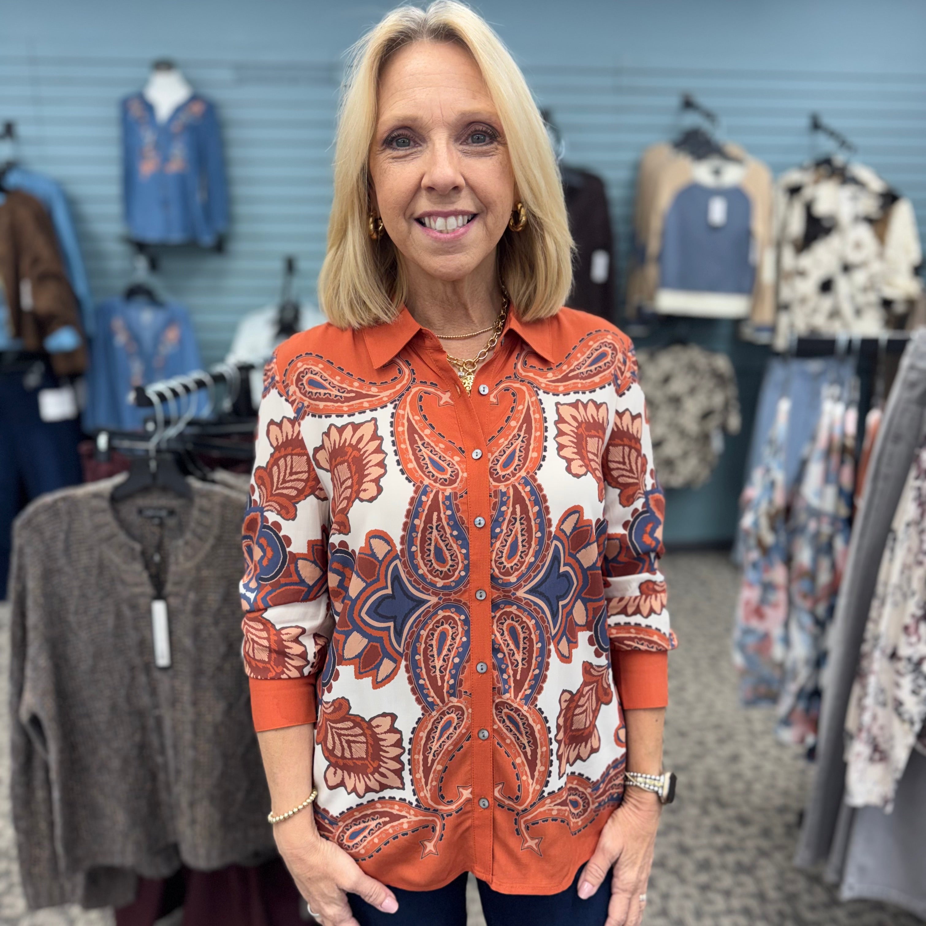 Placement Print Button-Up Shirt