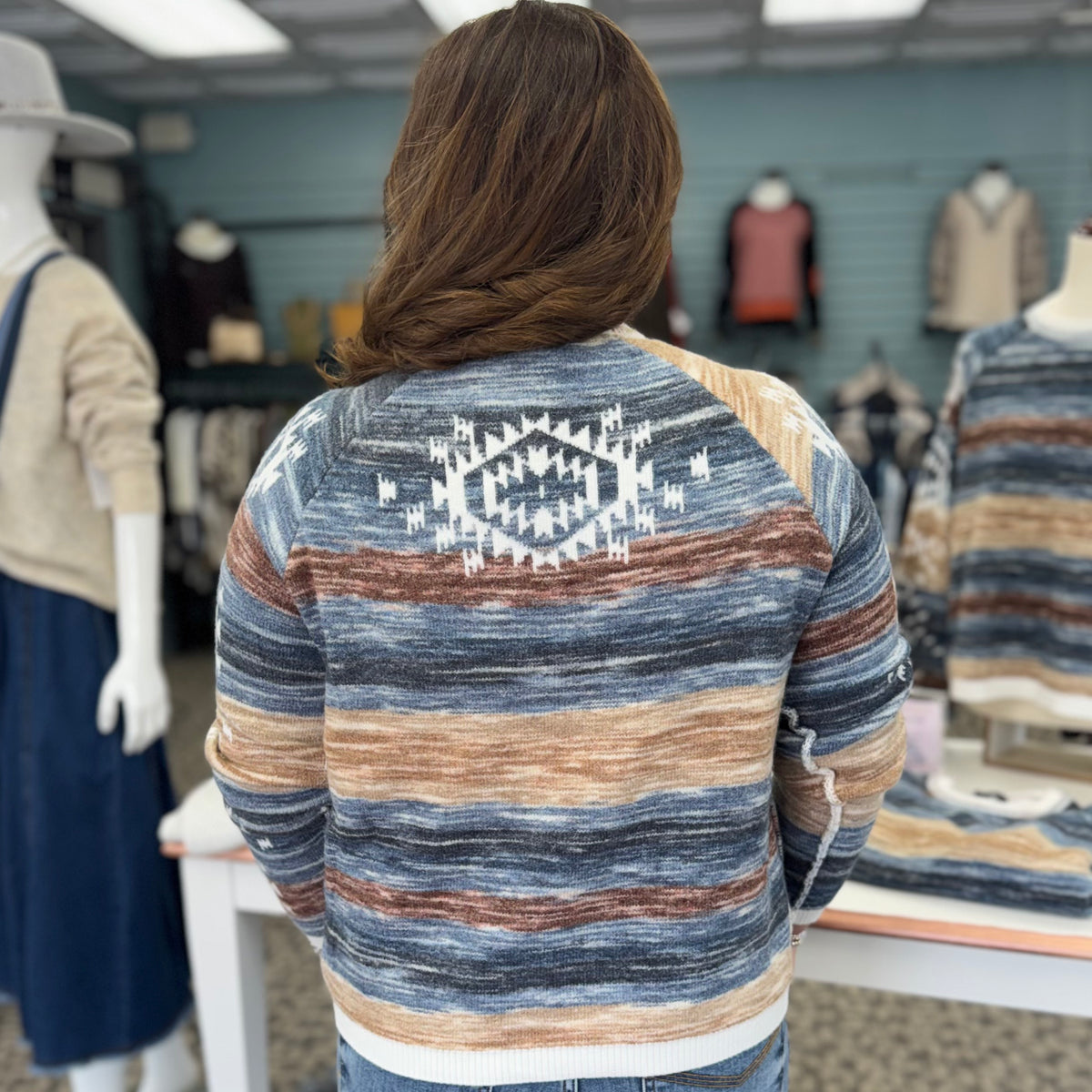 Double-Layer Reversible Raglan Long Sleeve Sweater