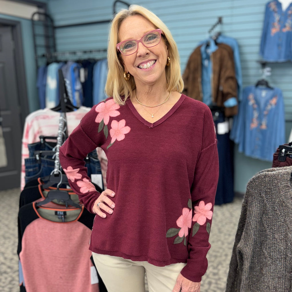 Reversible Printed V-Neck Sweater