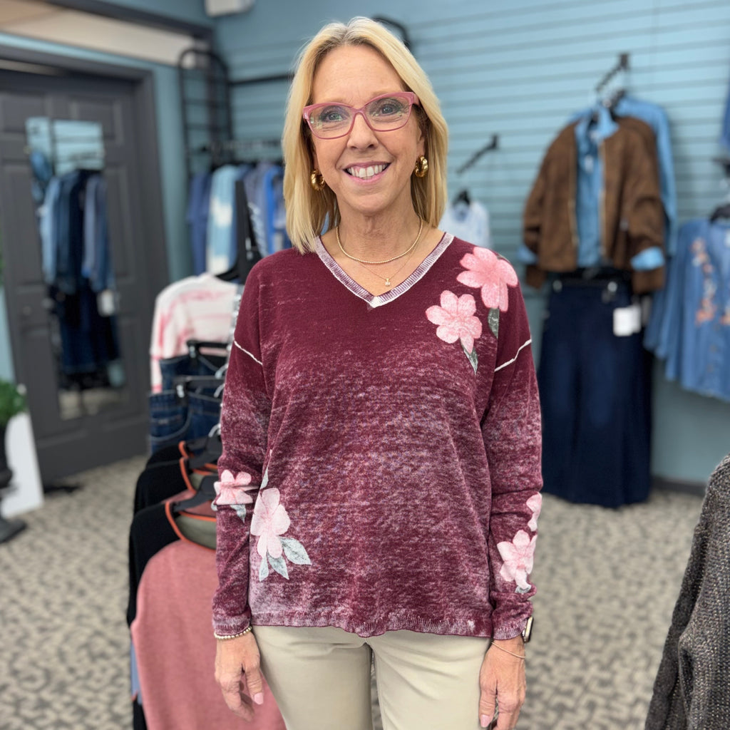 Reversible Printed V-Neck Sweater