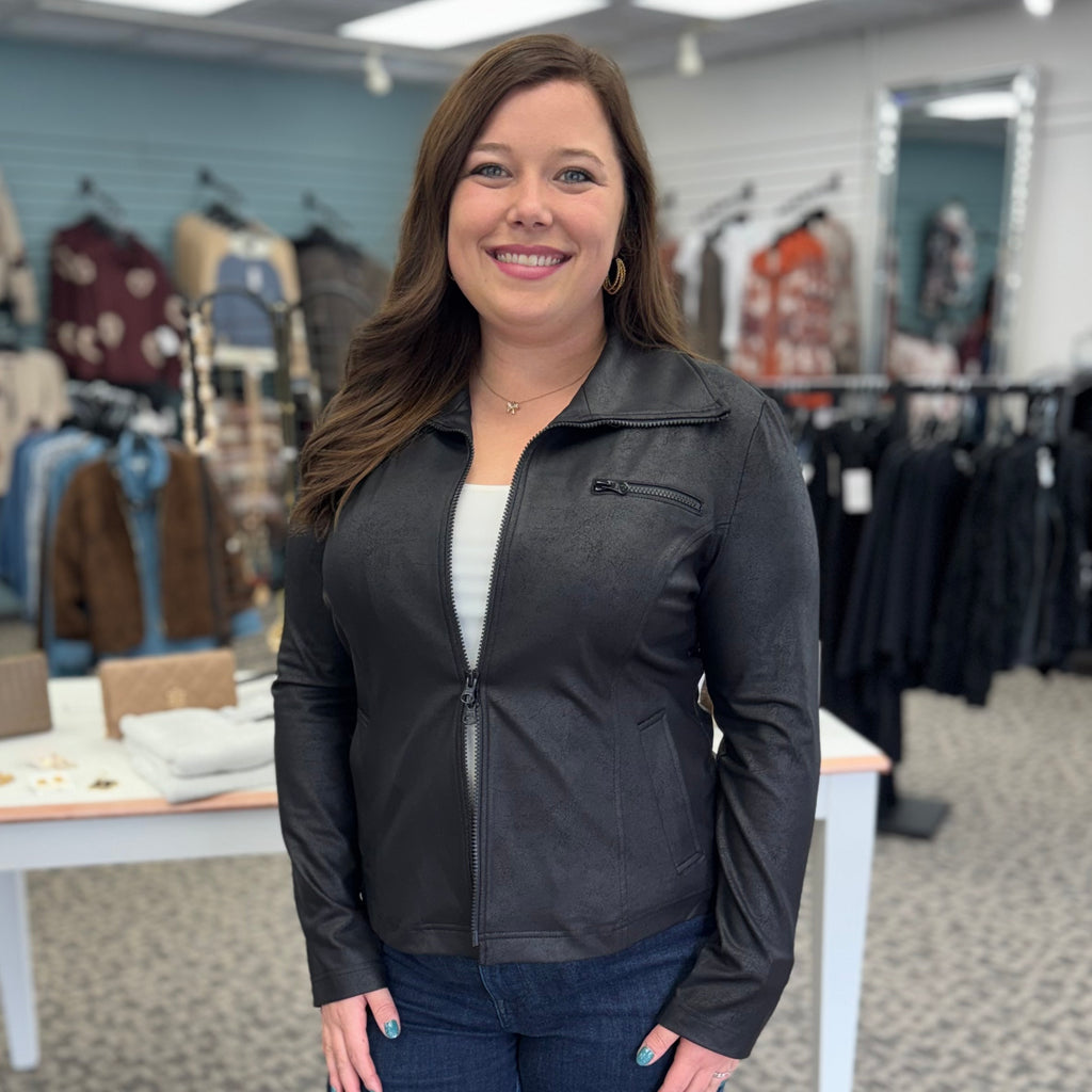 Liquid Leather™ Tailored Sport Zip Jacket – Black