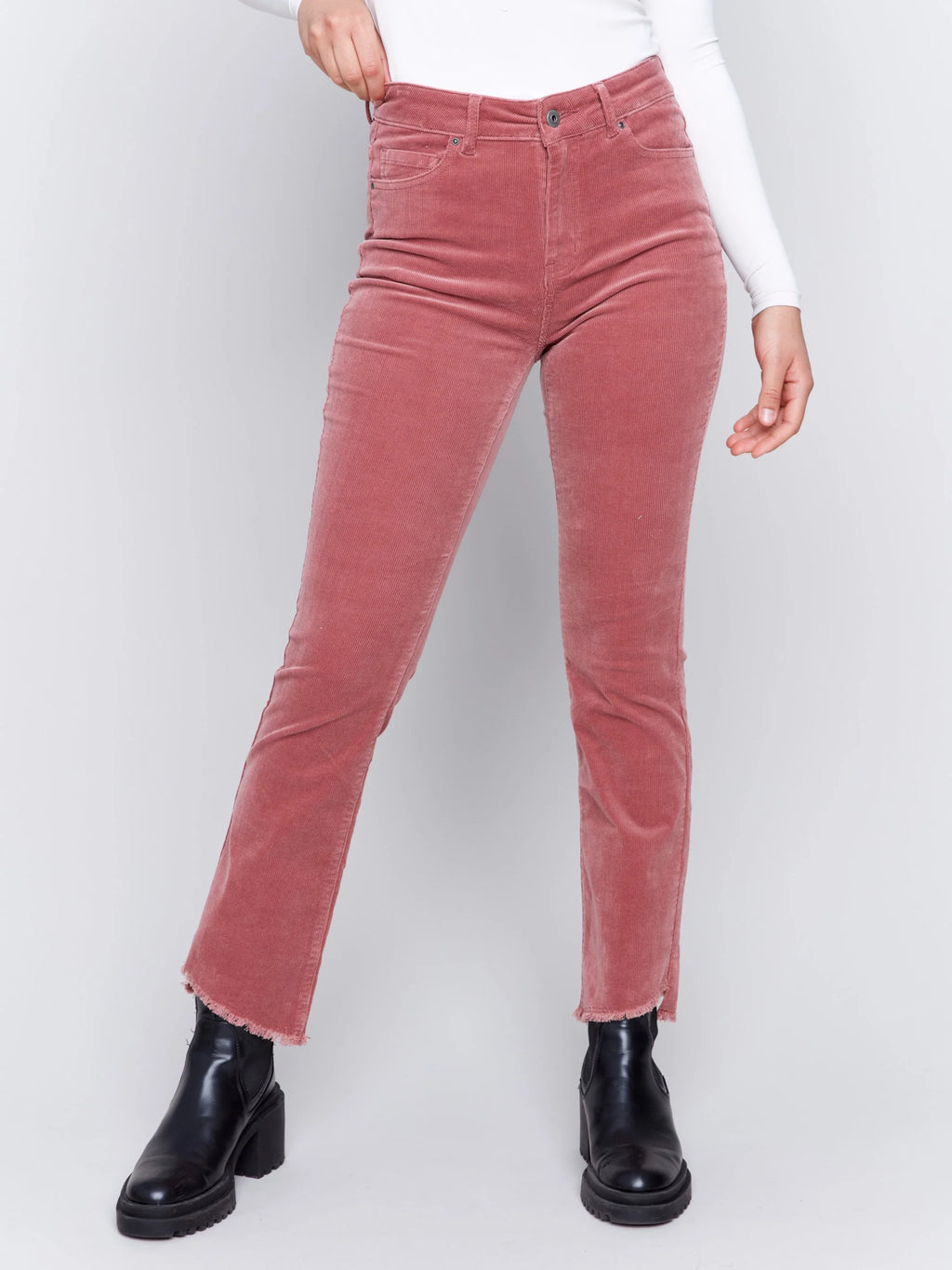 Asymmetrical Hem Corduroy Pants
