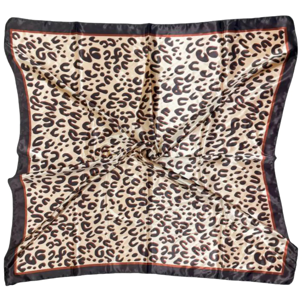 Abstract Leopard Delicate Faux Silk Square Scarf