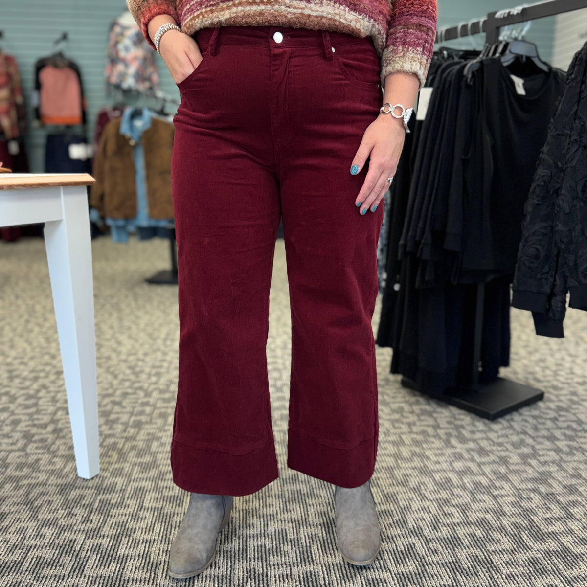Corduroy High Waist Wide Leg Pants
