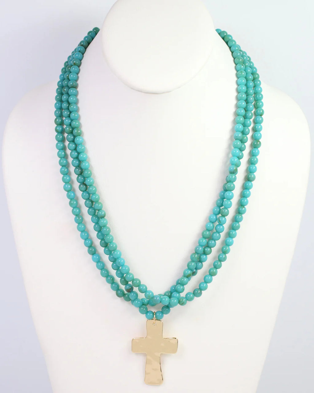 Barstow Layered Beaded Cross Necklace Turquoise