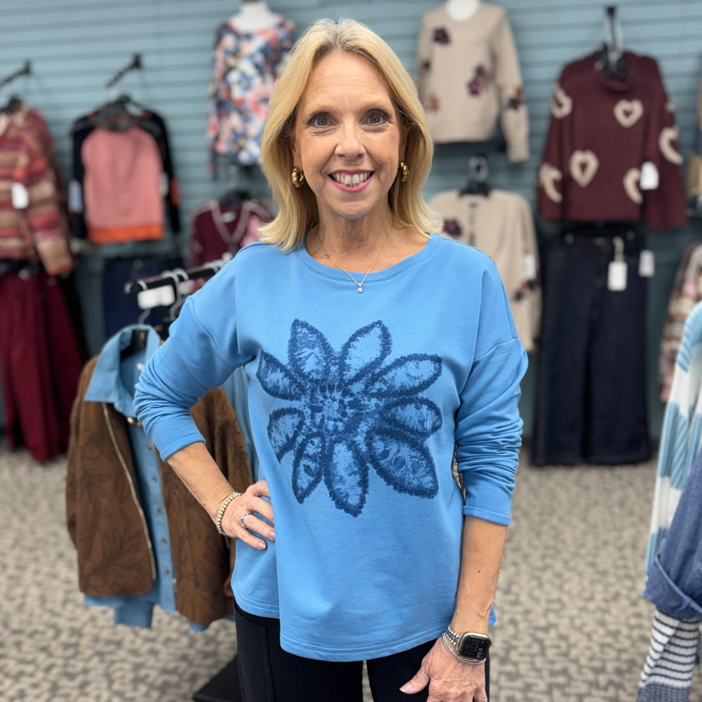 Destination Fleece Shibori Floral Pullover