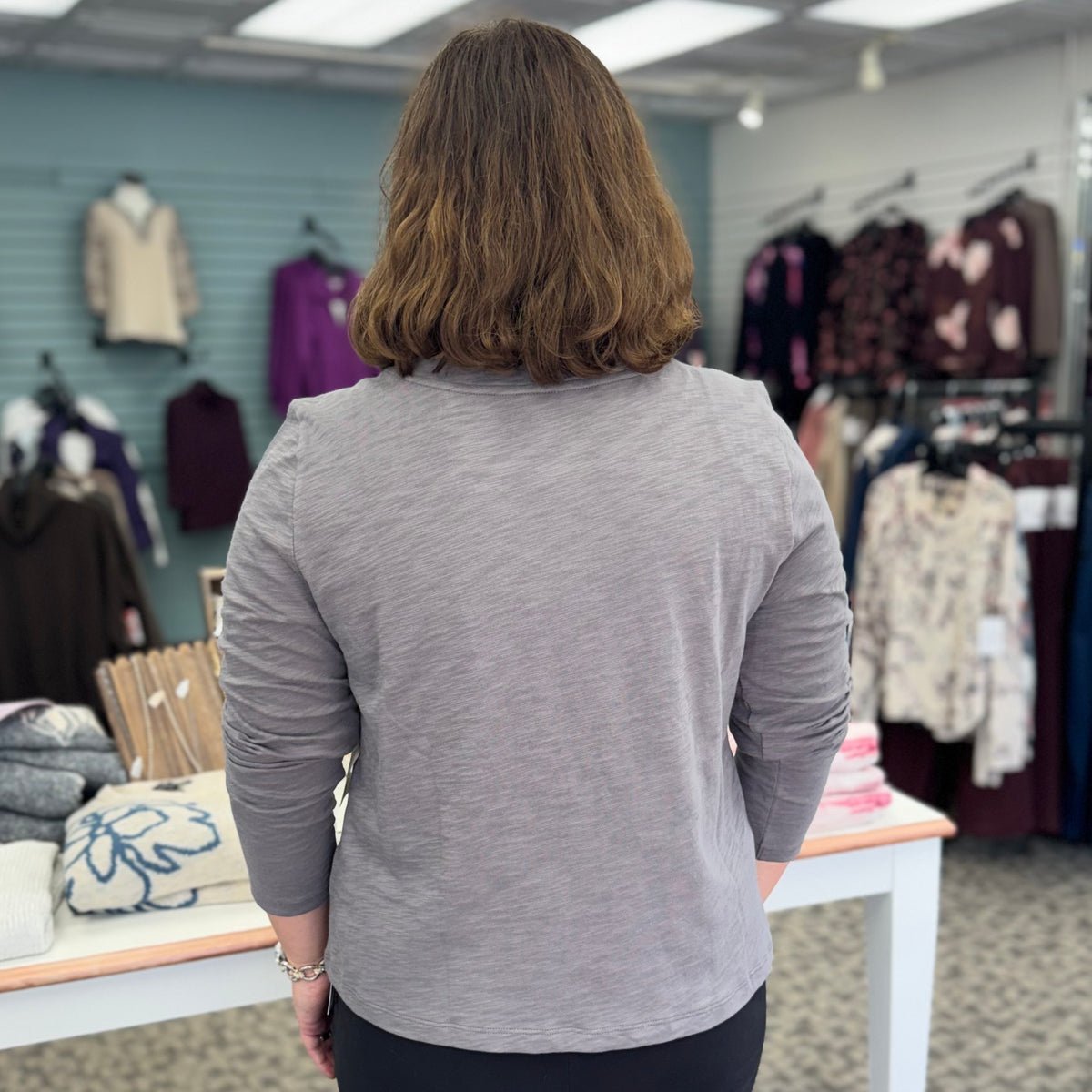 V-Neck Long Sleeve Cotton Tee